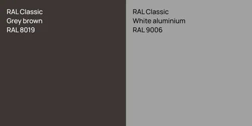 RAL 8019  Grey brown vs RAL 9006  White aluminium
