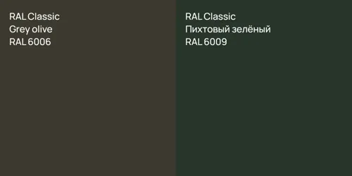 RAL 6006 Grey olive vs RAL 6009 Пихтовый зелёный