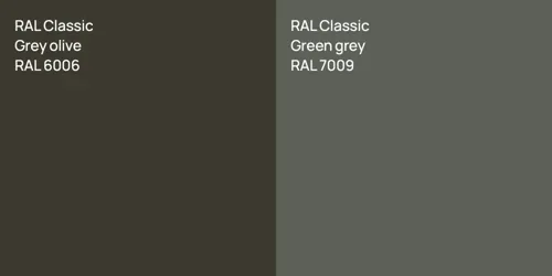 RAL 6006  Grey olive vs RAL 7009  Green grey
