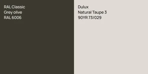 RAL 6006  Grey olive vs 90YR 73/029 Natural Taupe 3