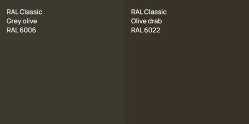 RAL 6006 Grey olive vs RAL 6022 Olive drab