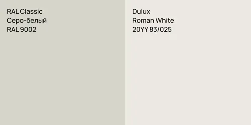 RAL 9002 Серо-белый vs 20YY 83/025 Roman White