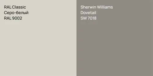 RAL 9002 Серо-белый vs SW 7018 Dovetail
