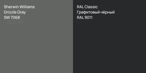 SW 7068 Grizzle Gray vs RAL 9011 Графитовый чёрный