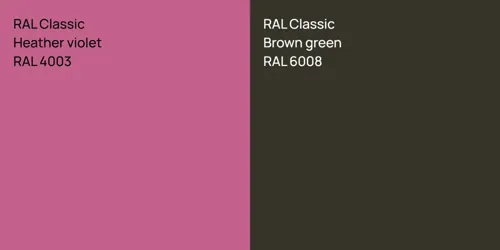 RAL 4003  Heather violet vs RAL 6008  Brown green