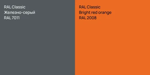 RAL 7011 Железно-серый vs RAL 2008  Bright red orange