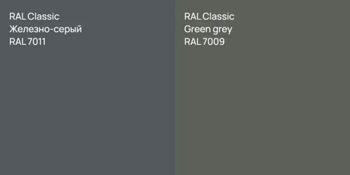 RAL 7011 Железно-серый vs RAL 7009  Green grey