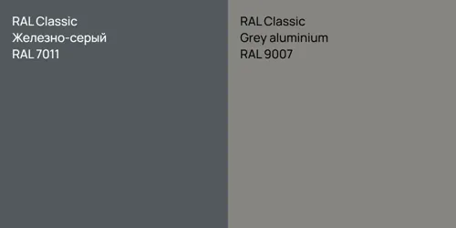 RAL 7011 Железно-серый vs RAL 9007  Grey aluminium