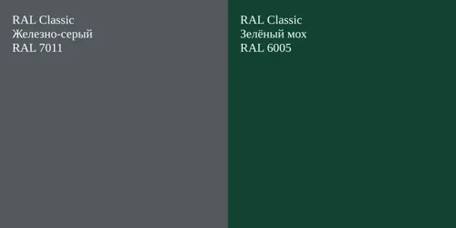 RAL 7011 Железно-серый vs RAL 6005 Зелёный мох
