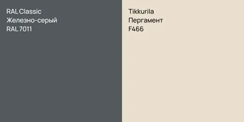RAL 7011 Железно-серый vs F466 Пергамент