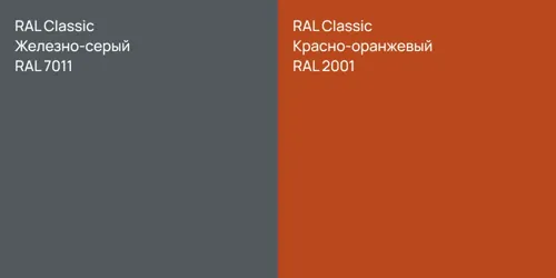 RAL 7011 Железно-серый vs RAL 2001 Красно-оранжевый