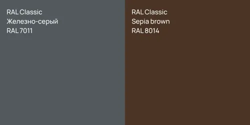 RAL 7011 Железно-серый vs RAL 8014  Sepia brown