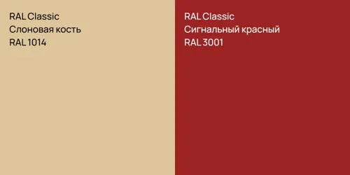 RAL 1014 Слоновая кость vs RAL 3001 Сигнальный красный