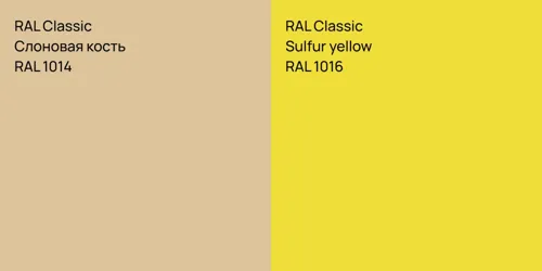 RAL 1014 Слоновая кость vs RAL 1016  Sulfur yellow