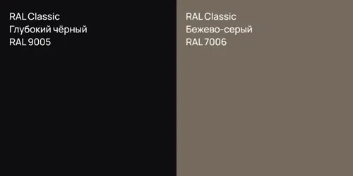 RAL 9005 Глубокий чёрный vs RAL 7006 Бежево-серый