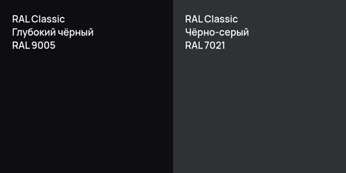 RAL 9005 Глубокий чёрный vs RAL 7021 Чёрно-серый