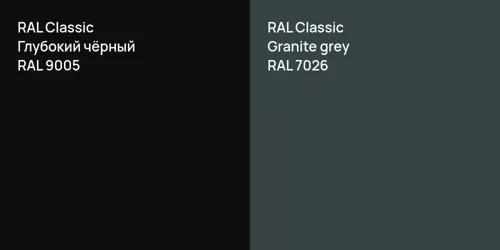 RAL 9005 Глубокий чёрный vs RAL 7026  Granite grey