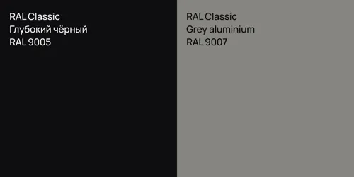 RAL 9005 Глубокий чёрный vs RAL 9007  Grey aluminium
