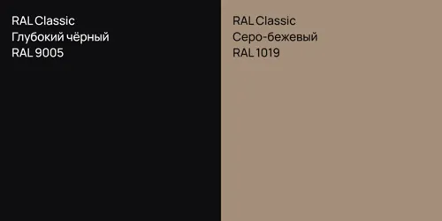 RAL 9005 Глубокий чёрный vs RAL 1019 Серо-бежевый