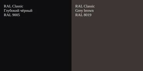 RAL 9005 Глубокий чёрный vs RAL 8019 Grey brown