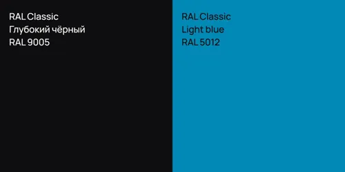 RAL 9005 Глубокий чёрный vs RAL 5012  Light blue