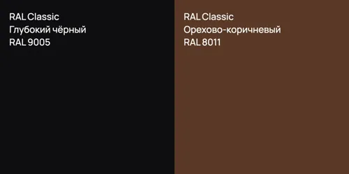 RAL 9005 Глубокий чёрный vs RAL 8011 Орехово-коричневый