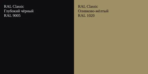 RAL 9005 Глубокий чёрный vs RAL 1020 Оливково-жёлтый