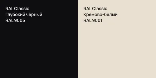 RAL 9005 Глубокий чёрный vs RAL 9001 Кремово-белый