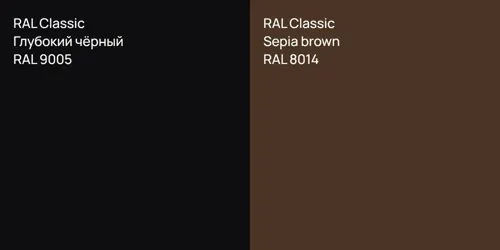 RAL 9005 Глубокий чёрный vs RAL 8014  Sepia brown