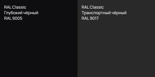 RAL 9005 Глубокий чёрный vs RAL 9017 Транспортный чёрный
