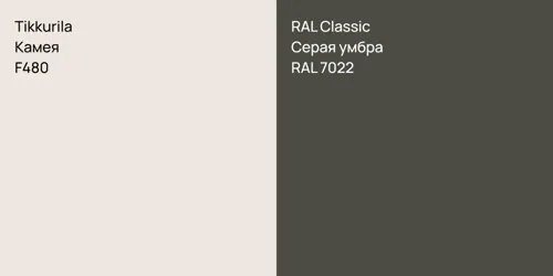 F480 Камея vs RAL 7022 Серая умбра