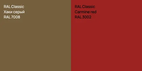 RAL 7008 Хаки серый vs RAL 3002  Carmine red