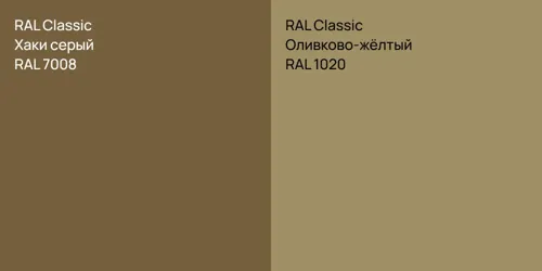 RAL 7008 Хаки серый vs RAL 1020 Оливково-жёлтый