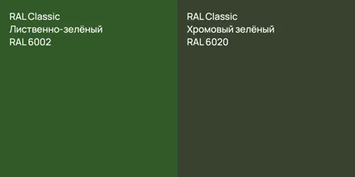 RAL 6002 Лиственно-зелёный vs RAL 6020 Хромовый зелёный