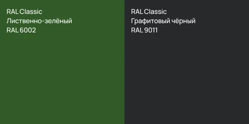 RAL 6002 Лиственно-зелёный vs RAL 9011 Графитовый чёрный