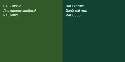 RAL 6002 Лиственно-зелёный vs RAL 6005 Зелёный мох