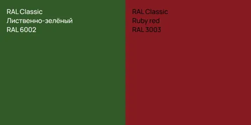 RAL 6002 Лиственно-зелёный vs RAL 3003 Ruby red