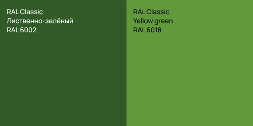 RAL 6002 Лиственно-зелёный vs RAL 6018  Yellow green