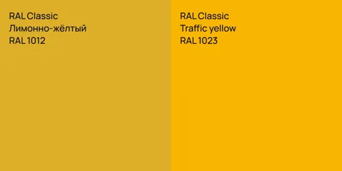 RAL 1012 Лимонно-жёлтый vs RAL 1023  Traffic yellow