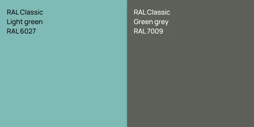 RAL 6027  Light green vs RAL 7009  Green grey
