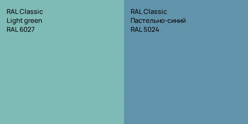 RAL 6027  Light green vs RAL 5024 Пастельно-синий