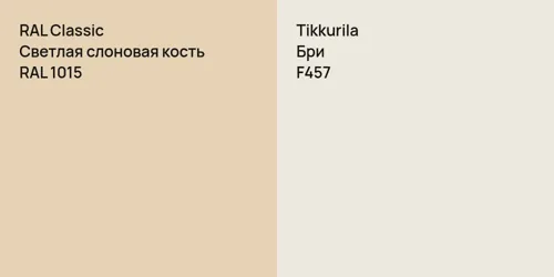 RAL 1015 Светлая слоновая кость vs F457 Бри