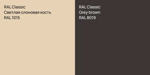 RAL 1015 Светлая слоновая кость vs RAL 8019  Grey brown