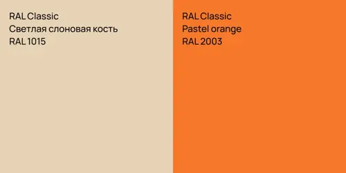 RAL 1015 Светлая слоновая кость vs RAL 2003  Pastel orange