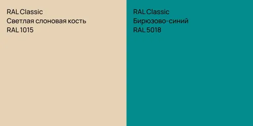 RAL 1015 Светлая слоновая кость vs RAL 5018 Бирюзово-синий