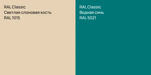 RAL 1015 Светлая слоновая кость vs RAL 5021 Водная синь