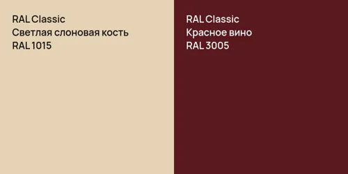 RAL 1015 Светлая слоновая кость vs RAL 3005 Красное вино