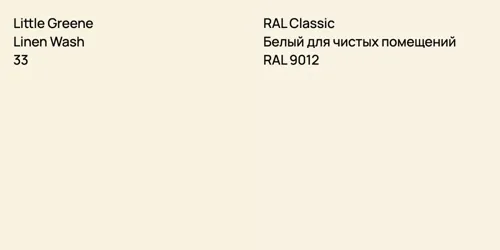 33 Linen Wash vs RAL 9012 Белый для чистых помещений