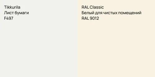F497 Лист бумаги vs RAL 9012 Белый для чистых помещений