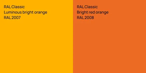 RAL 2007  Luminous bright orange vs RAL 2008  Bright red orange